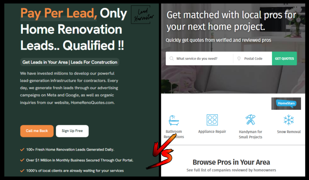 Lead Harvestor VS Homestars